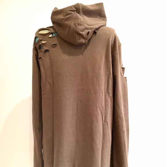 🔴 French Terry Distressed Pullover Hoodie NWT (Only Tobacco/Brown Available) - Picture 8 of 8